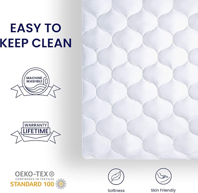SLEEP ZONE Quilted Fitted King Size Mattress Pad Cover - Image 5