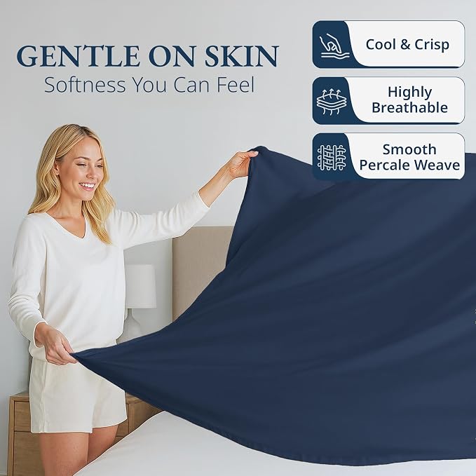 Lane Linen 100% Organic Cotton Full Size Flat Sheet Only - Image 3