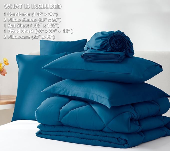 CozyLux King Size Comforter Set Teal - Image 6