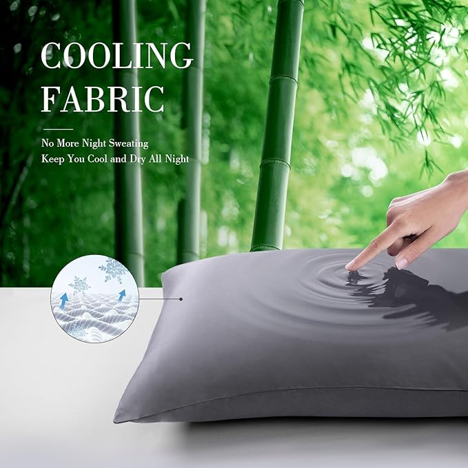 WishSmile Cooling King Pillowcases Set of 2 Breathable Cool Silky Soft Rayon - Image 3