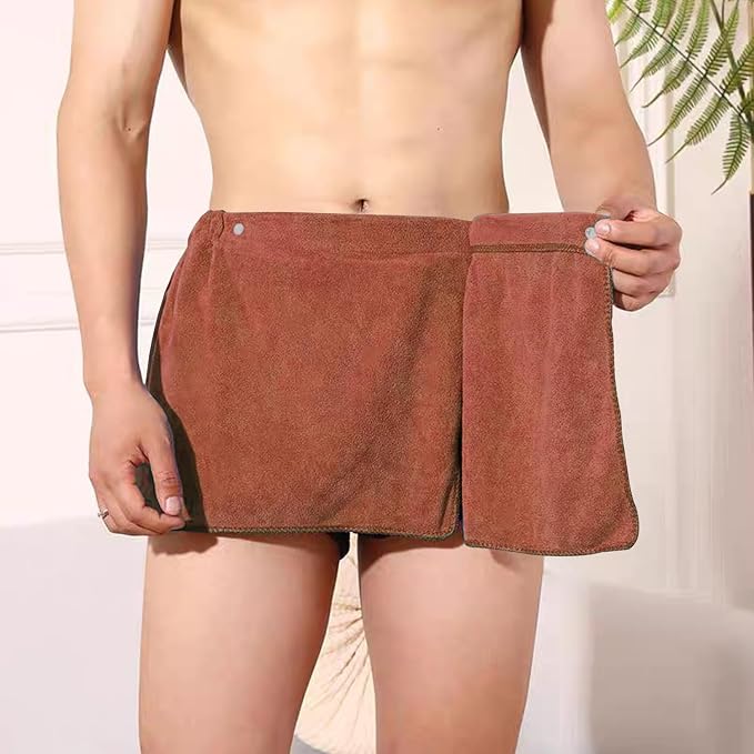 Men Boys Soft Wearable Bath Towel Short Pants Adjustable Mircofiber Towel - Image 5