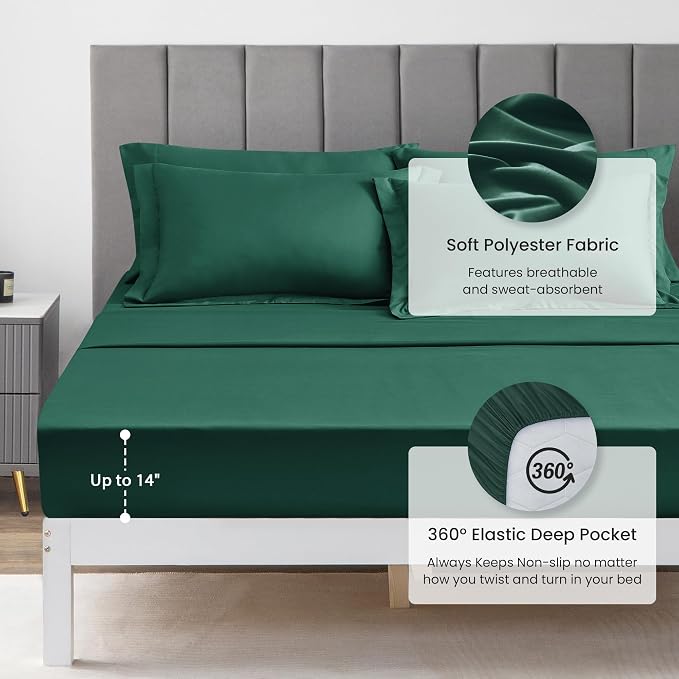 Love's cabin Queen Comforter Set Dark Green, 7 Pieces Queen Bed in a Bag - Image 6