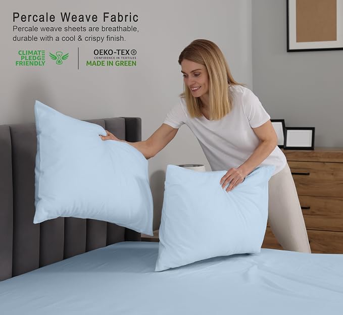 RUVANTI 100% Cotton Sheets – California King Percale Bedding, Cooling & - Image 3