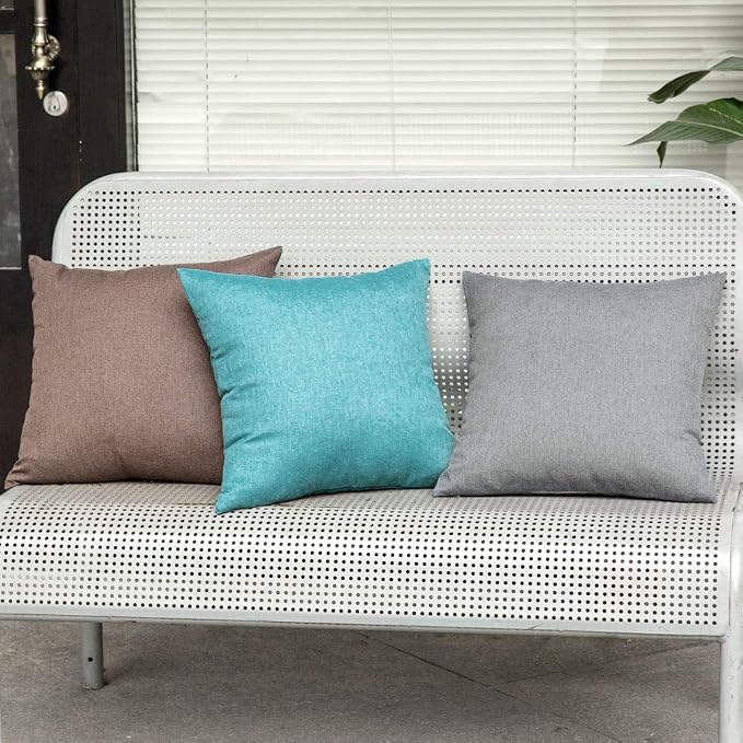 MIULEE Pack of 2 Decorative Outdoor Solid Waterproof Throw Pillow Covers Faux - Image 3