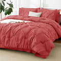 CozyLux Full Size Comforter Sets Coral, 7 Pieces Pintuck Bed in A Bag Coral by CozyLux