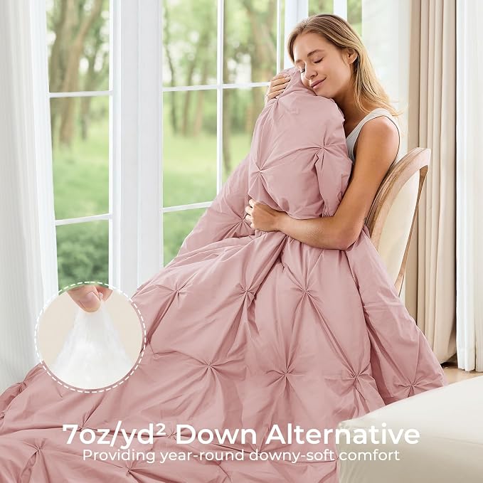 Sasttie Full Size Comforter Set, 7-Piece Bed in a Bag, Pintuck Bedding Set - Image 2