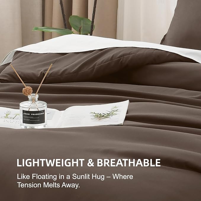 Litanika Chocolate Comforter Set Twin/Twin XL Size, 2 Pieces Solid Bedding - Image 6