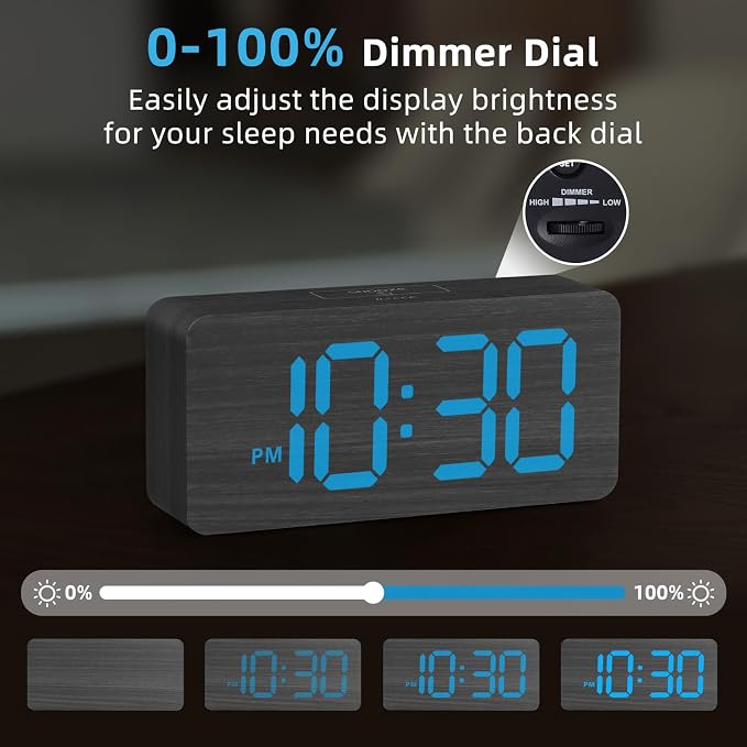 uscce Wooden Digital Alarm Clocks - Image 4