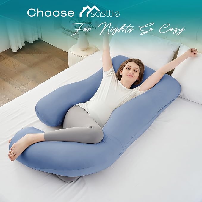 Sasttie Pregnancy Pillows for Sleeping, U Shaped Cooling Full Body Pillow - Image 5
