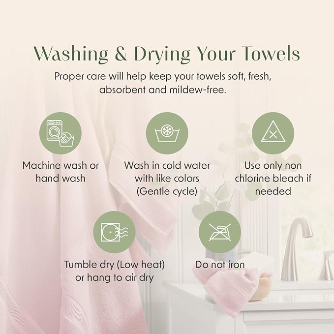 Springtree Home Luxury Bamboo Rayon Bath Towel Set 6 Piece Set | 35% Bamboo - Image 8
