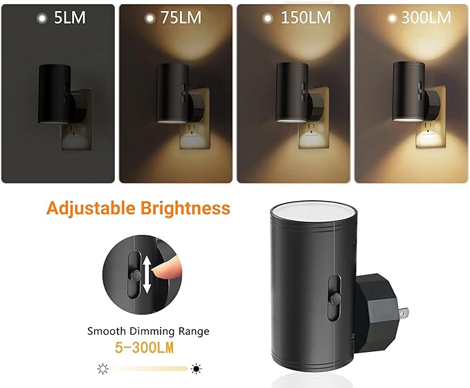 TSEXES LED Night Light Plug into Wall, 0-300LM Adjustable Brightness, Light - Image 4