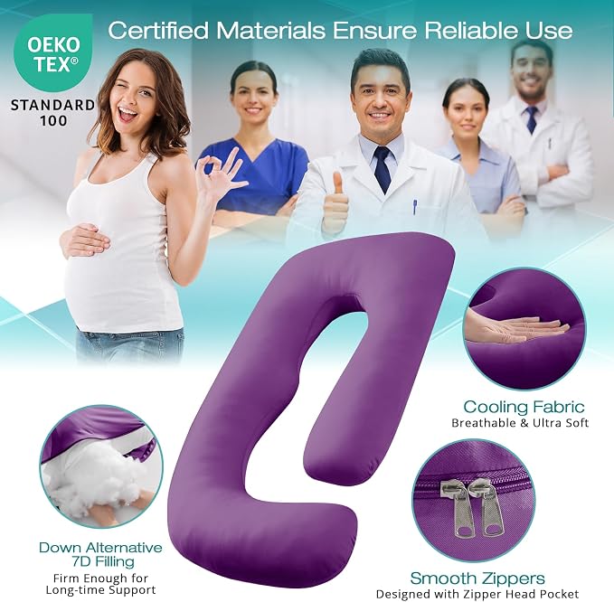 Sasttie Pregnancy Pillows for Sleeping, U Shaped Cooling Full Body Pillow - Image 3