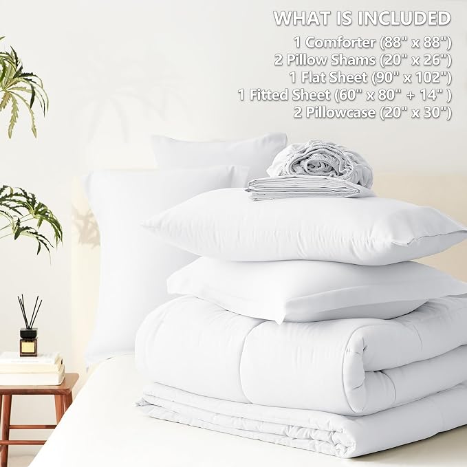 CozyLux Queen Comforter Set White - Image 7