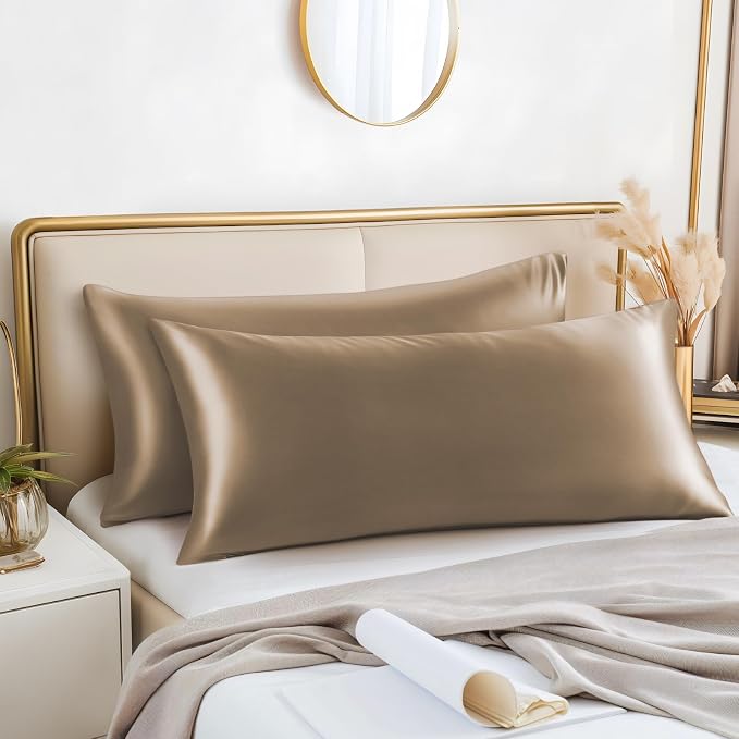 BEDELITE Satin Body Pillow Cover 2 Pack, Super Soft and Cooling Body Pillow - Image 2