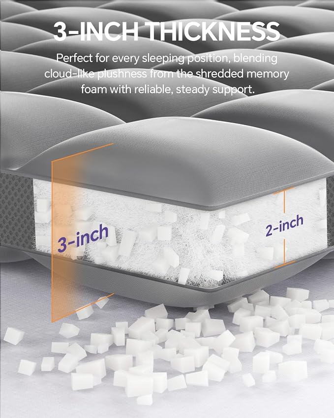 ChiXpace Dual Layer 5 Inch Memory Foam Mattress Topper King - Image 2