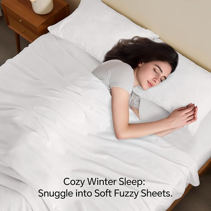 BEDELITE Flannel Sheets King Size Bright White - Image 3