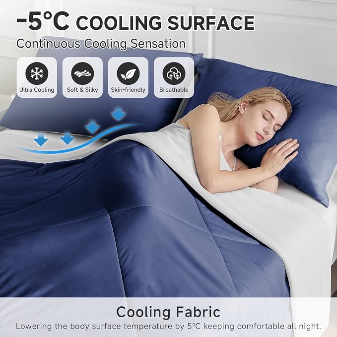 HOMFINE Cooling Comforter Japanese Double-Sided Cold Tech Fabric Cooling Blanket - Image 2