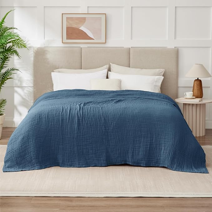 100% Cotton Muslin Blanket King 108" x 90", 6 Layers Breathable and Lightweight - Image 7