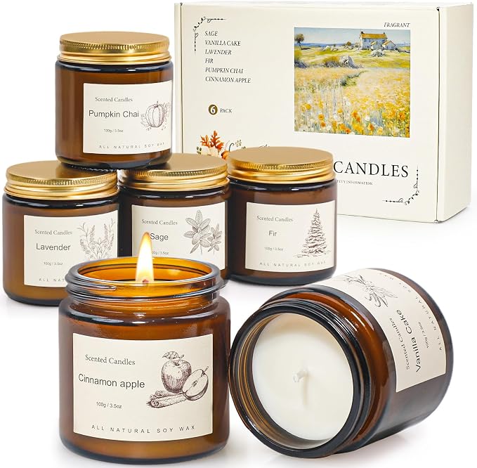 6-Pack Jar Scented Candles for Home Scented by Unknown