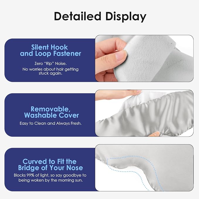 Weighted Eye Mask for Sleeping, Silk Sleep Mask for Side Sleeper - Image 5