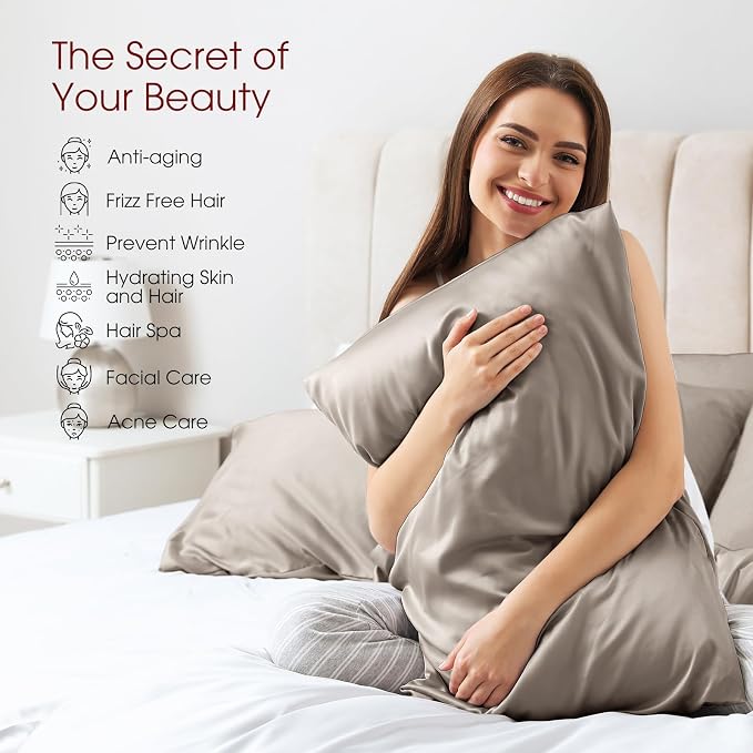 100% Silk Pillow Cases 2 Pack King Size Mulberry Silk Pillowcase - Image 3