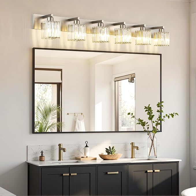 Aipsun Brushed Nickel Bathroom Light Fixtures 6 Light Vanity Lighting Fixture - Image 3
