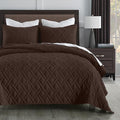 HORIMOTE HOME Quilt Set Twin Size Chocolate, Classic Geometric Diamond Stitched by HORIMOTEHOME
