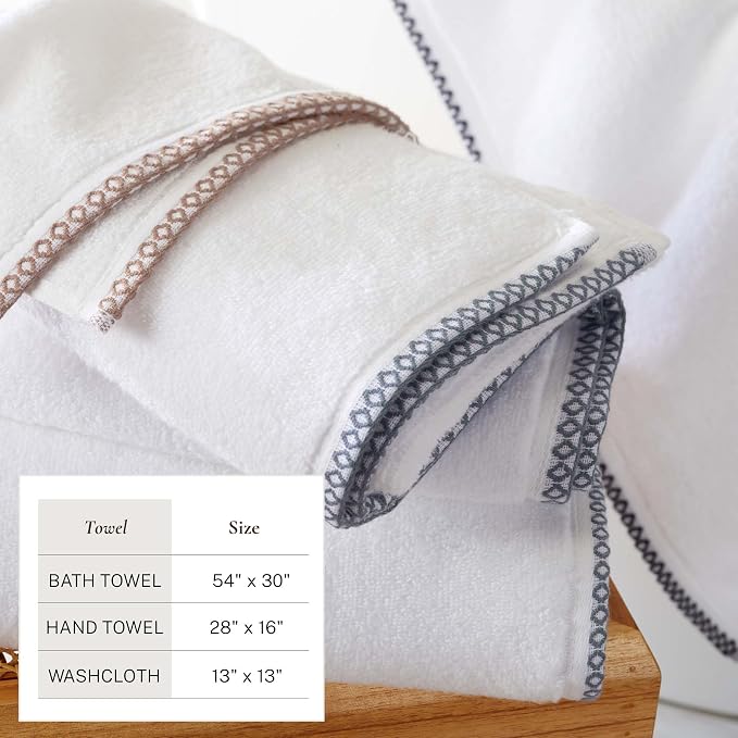 Great Bay Home White/Rosewood Bath Towel Set - Image 6
