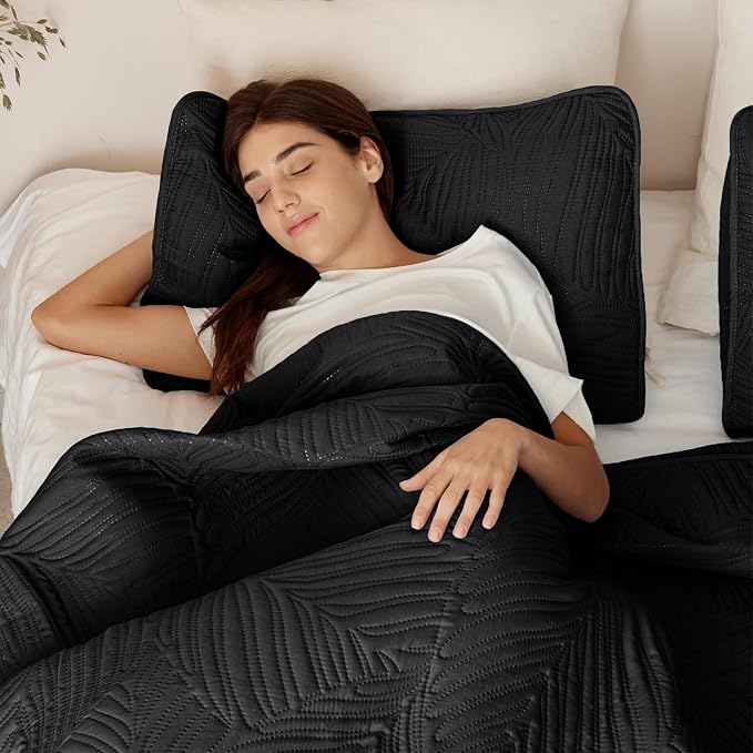 Exclusivo Mezcla Twin Quilt Bedding Set, Lightweight Black Quilts Twin Size - Image 4