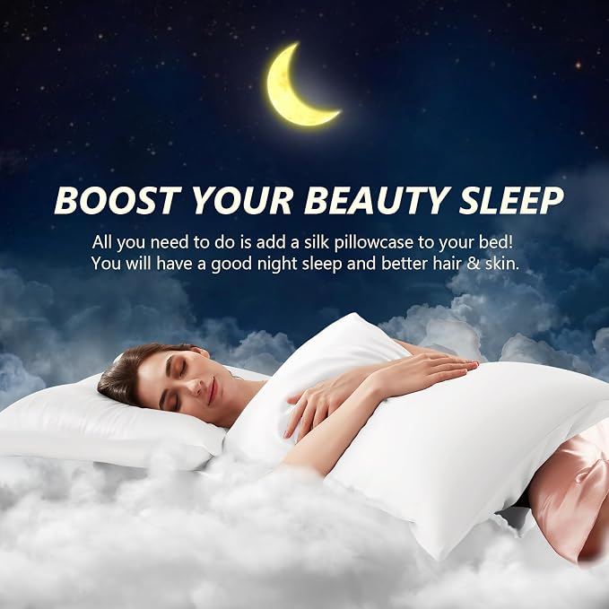 Silk Pillow Cases 2 Pack King Size Mulberry Silk Pillowcase Set of 2 - Image 3