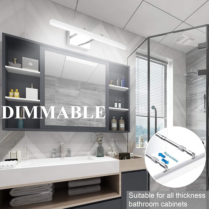 Aipsun 24 inch Dimmable LED Vanity Lights Adjustable Bathroom Light Fixtures - Image 4