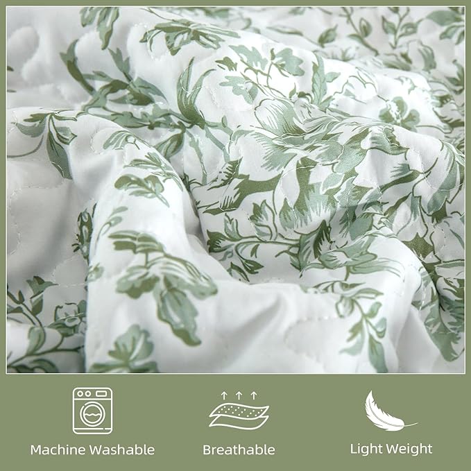 WONGS BEDDING Quilt King Size, Sage Green Quilt Bedding Set - Image 5