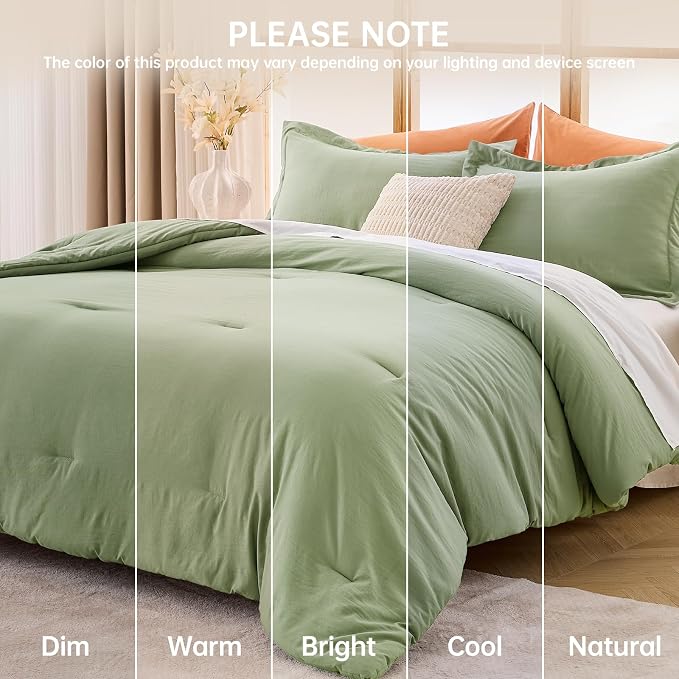 MUXHOMO Green Oversized Queen Comforter Sets, All Season Ultra Soft Down - Image 9