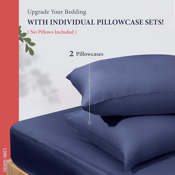 100% Egyptian Cotton Pillow Cases King Size Set of 2 - Image 3