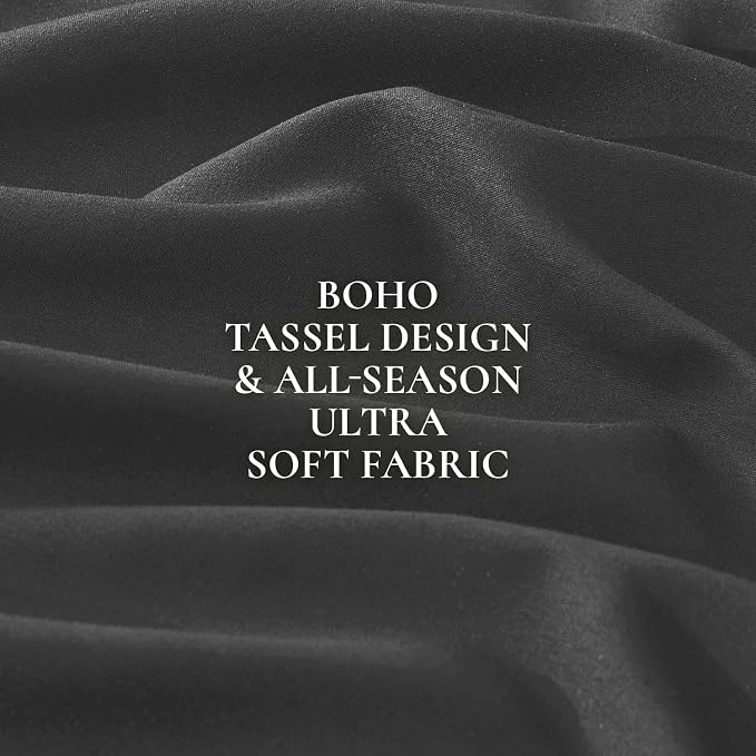Andency Full Size Comforter Set Dark Grey, 3 Pieces Boho Lightweight Bedding - Image 9