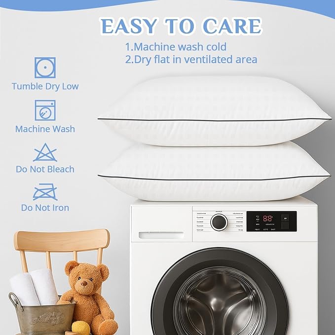 JOLLYVOGUE Pillows Queen Size Set of 4, Collection Bed Pillows - Image 8