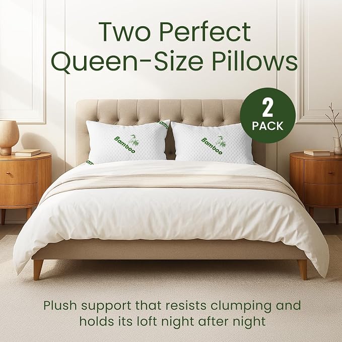 Memory Foam Pillows Queen Size Set of 2 - Image 9