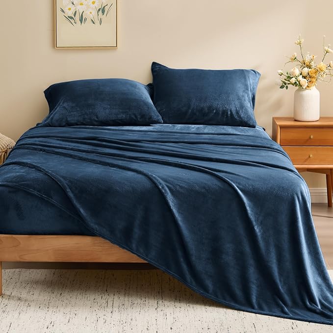 BEDELITE Flannel Sheets Queen Size Navy - Image 2