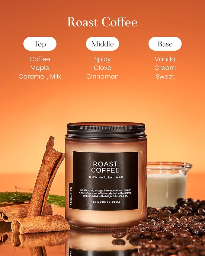 M&SENSE Coffee Scented Candles for Home, 7.05oz Organic Soy Wax, 50 Hours Slow - Image 2