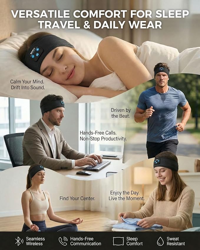Navly Sleep Headphones for Side Sleepers, Washable Bluetooth Headband - Image 7