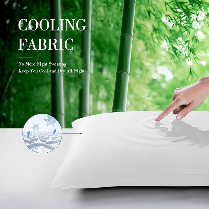 WishSmile Cooling Queen Pillowcases Set of 2 Breathable Cool Silky Soft Rayon - Image 4