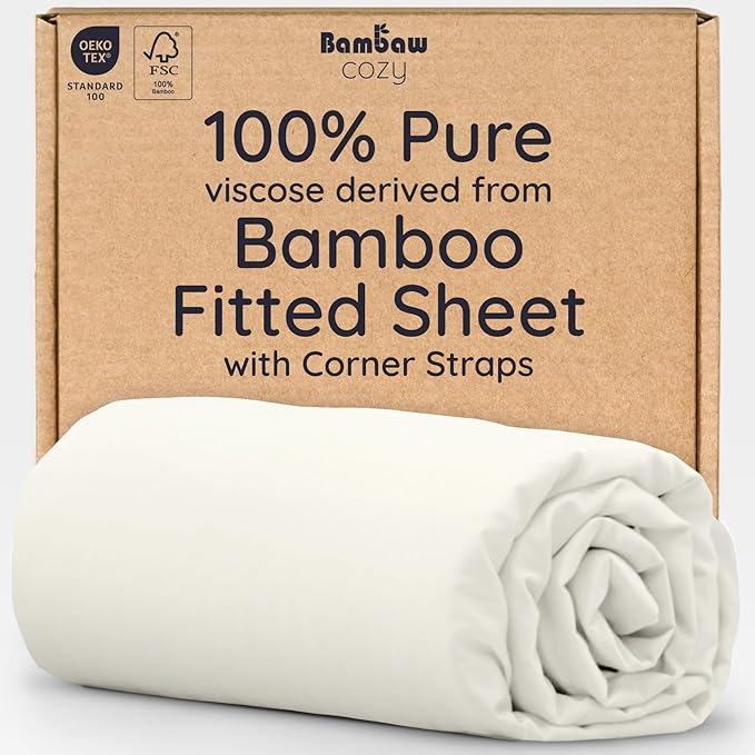 Bambaw 100% Viscose Derived from Bamboo Sheets Twin Size, Cooling Fitted Sheet by Bambaw