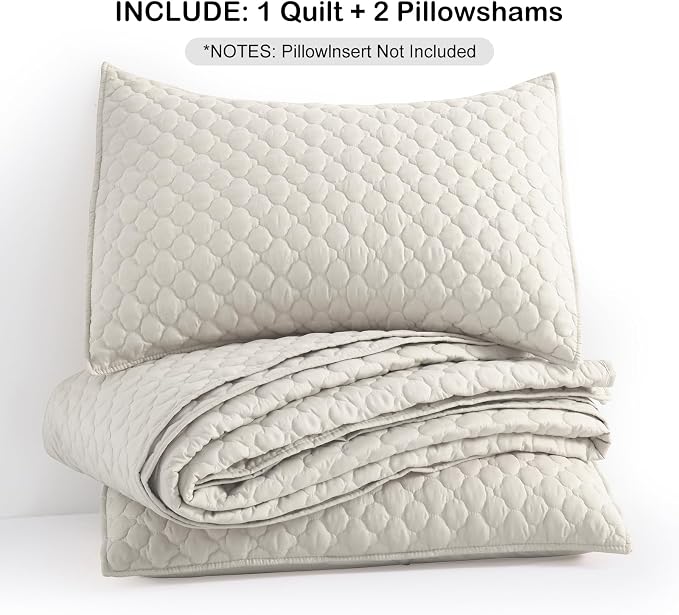 HORIMOTE HOME Quilt Set King Size Beige Bedspread, Modern Style Quilted Clouds - Image 7