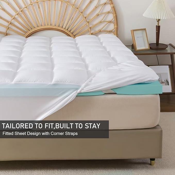Memory Foam Mattress Topper 2inch+2inch Full, Pressure-Relieving Bed Topper - Image 7