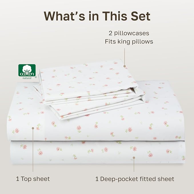 California Design Den Soft 100% Cotton King Size Bed Sheets Set, 400 Thread - Image 4