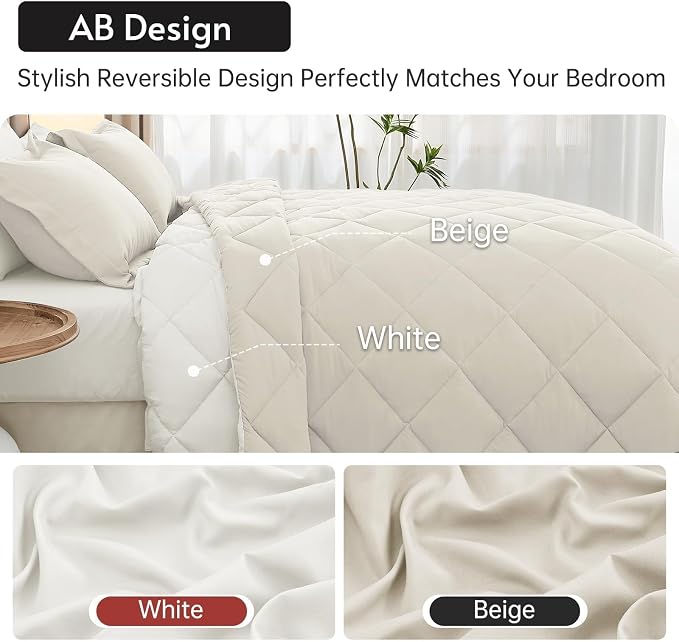 MUXHOMO 7 Pieces California King Comforter Set, Reversible Bed in a Bag Cal - Image 3