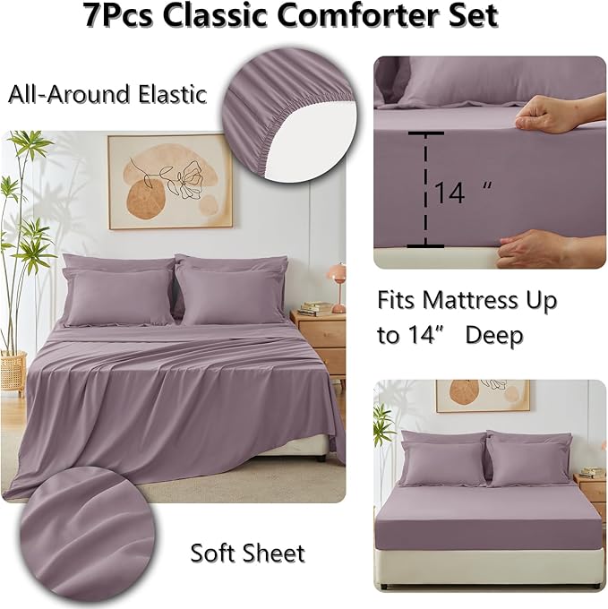 CozyLux King Size Comforter Set Dusty Purple - Image 5