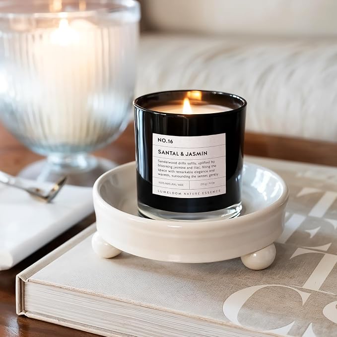 Santal & Jasmine Luxury Scented Candles, 9oz Soy Wax Candles - Image 3