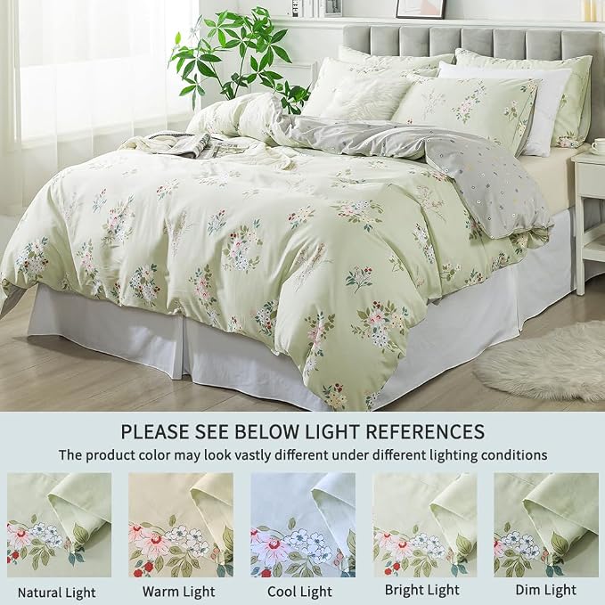 FADFAY Duvet Cover Set King/Cal King Floral Comforter Cover 100% Cotton Girls - Image 5