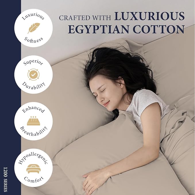 100% Egyptian Cotton Pillow Cases King Size Set of 2 - Image 2